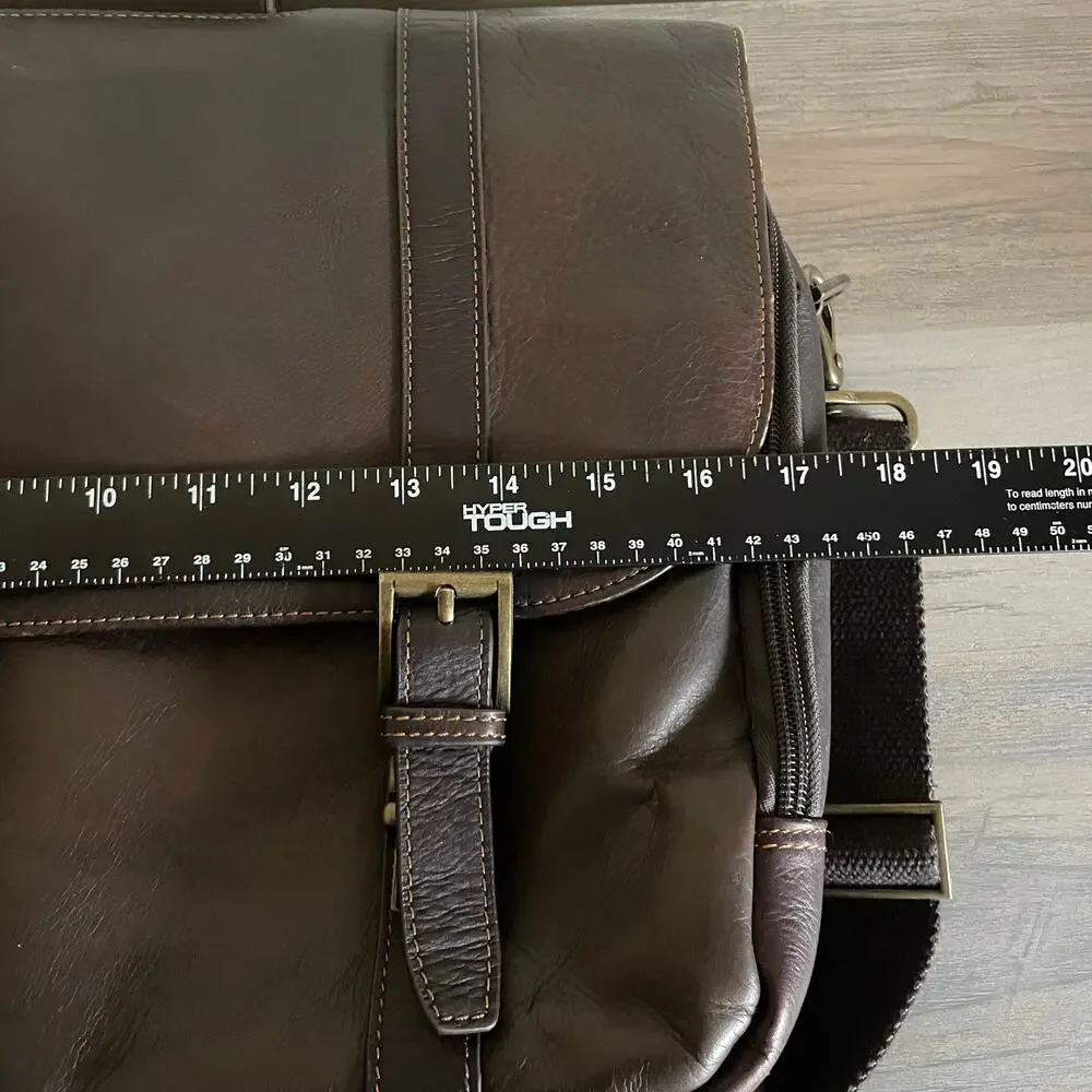 Samsonite Colombian Leather Flap Over Messenger Bag Brown Briefcase Laptop Bag